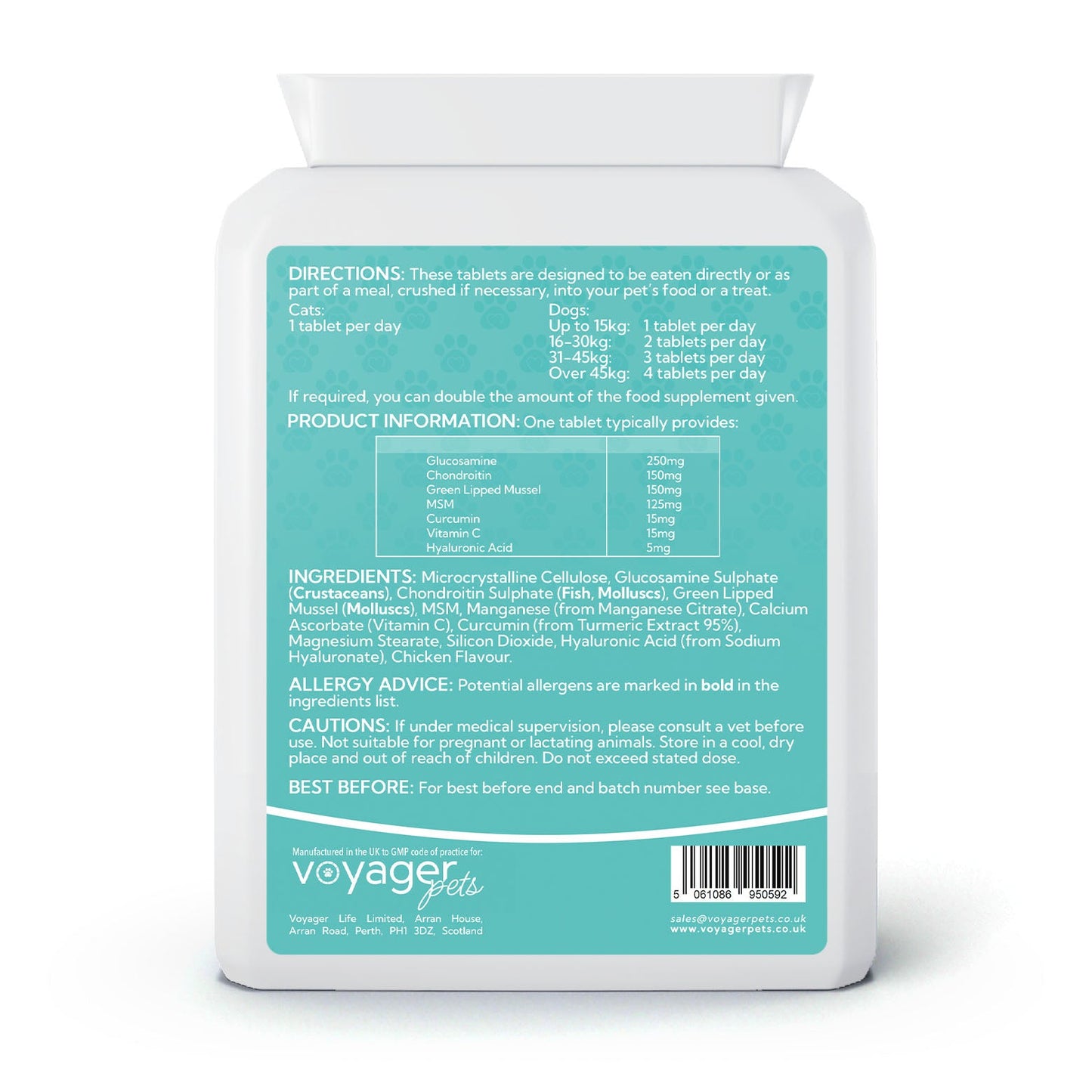 Voyager Pet Joint Tablets 120 Pack packaging