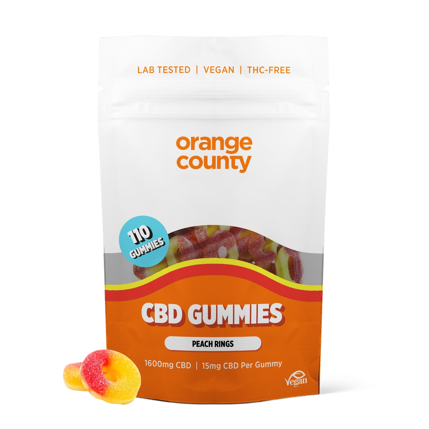 Orange County CBD Gummy Peach Rings Large Tub
