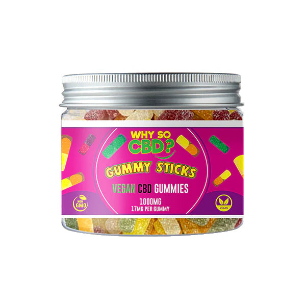 Why So CBD? 1000mg CBD Gummies - Small - Gummy Sticks | The CBD Hut