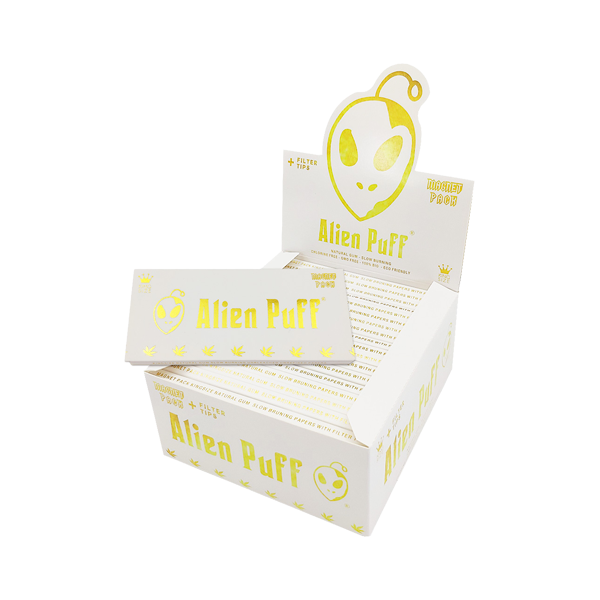 Alien Puff White & Gold King Size Papers + Tips – 33 Packs | The CBD Hut