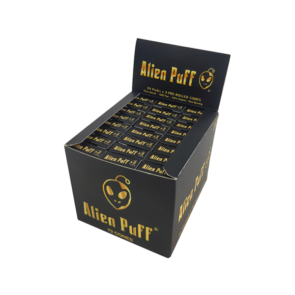 Alien Puff Black & Gold 1¼‑Size Pre‑Rolled Cones - 72 Pack | The CBD Hut