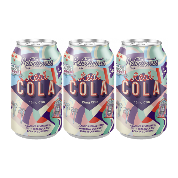 12 x Rebelicious 15mg CBD Real Cola Sparkling Soft Drink - 330ml | The CBD Hut
