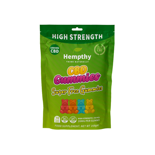 Hempthy 1000mg CBD Sugar Free Gummies - 50 Pieces | The CBD Hut