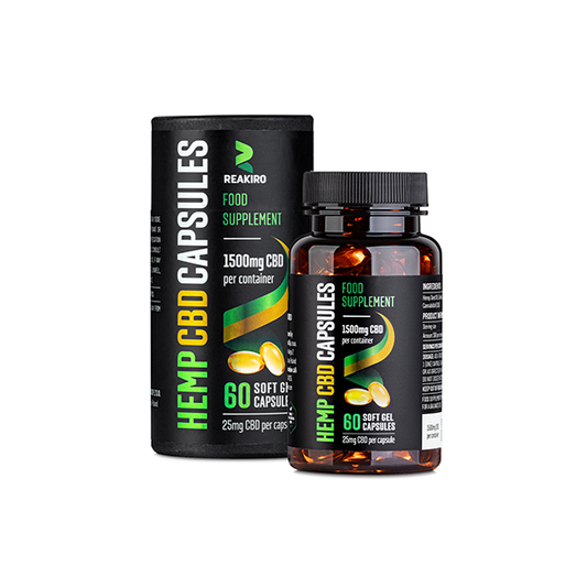Reakiro 1500mg Full Spectrum CBD Soft Gel Capsules - 60 Caps (BUY 1 GET 1 FREE) | The CBD Hut