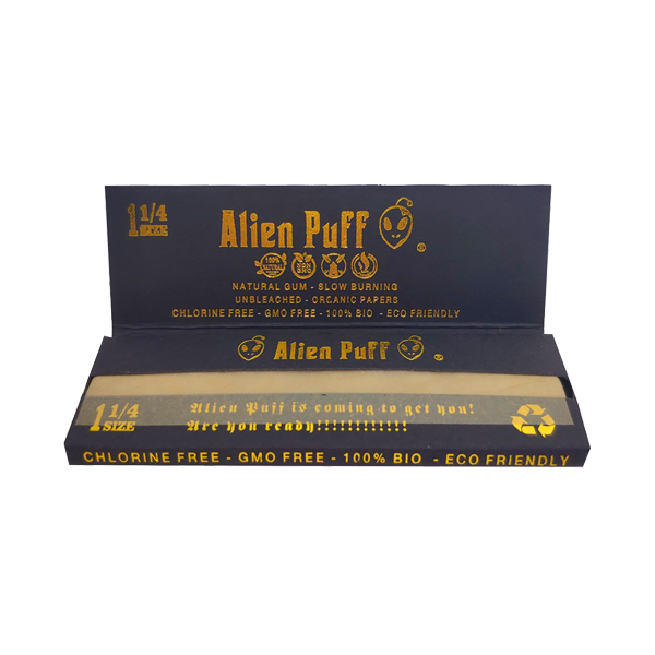 Alien Puff Black & Gold 1¼ Size Rolling Papers | The CBD Hut