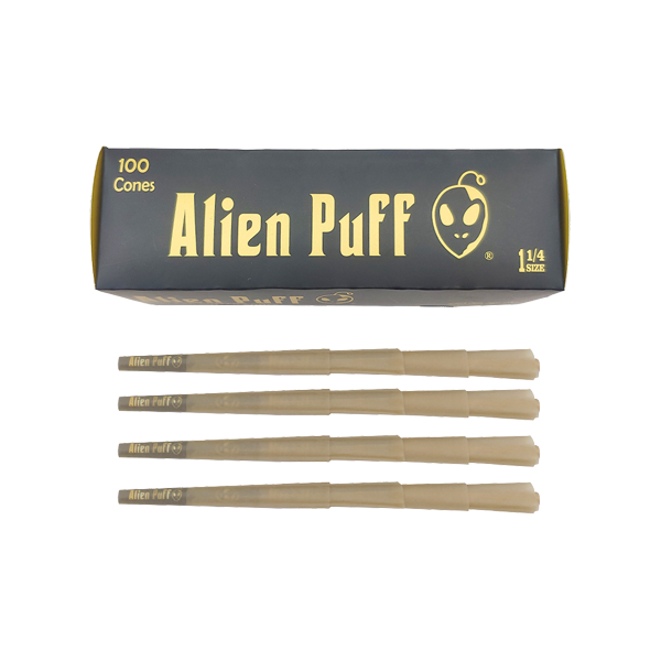 Alien Puff Black & Gold 1¼‑Size Pre‑Rolled Cones - 100 Pack | The CBD Hut