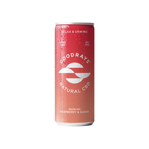 12 x Goodrays 30mg CBD Raspberry & Guava Seltzer 250ml | The CBD Hut