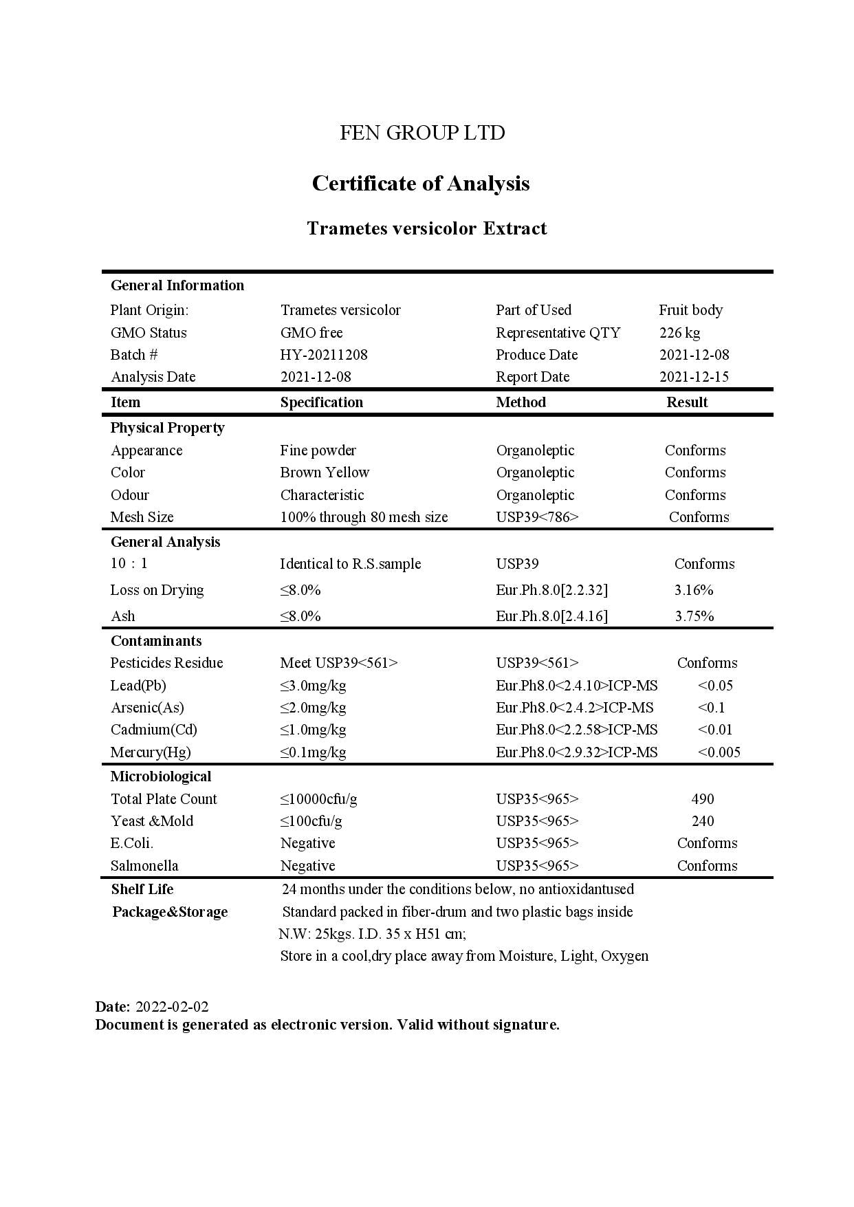 The Shroom Shop Turkey Tail Mushroom 90000mg Powder - lab report | The CBD Hut