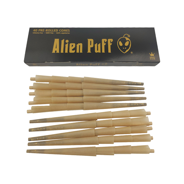 Alien Puff Black & Gold 1¼ Size Pre‑Rolled Cones - 40 Pack | The CBD Hut