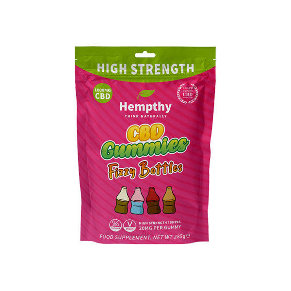 Hempthy 1000mg CBD Fizzy Bottles Gummies - 50 Pieces | The CBD Hut