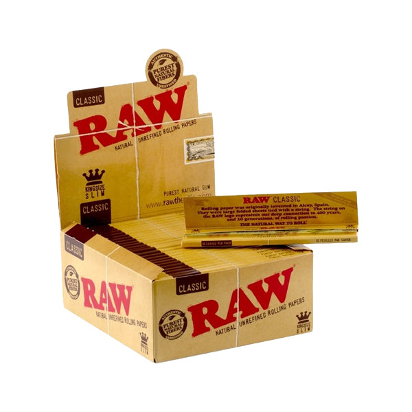 50 Raw Classic King Size Slim Rolling Papers | The CBD Hut