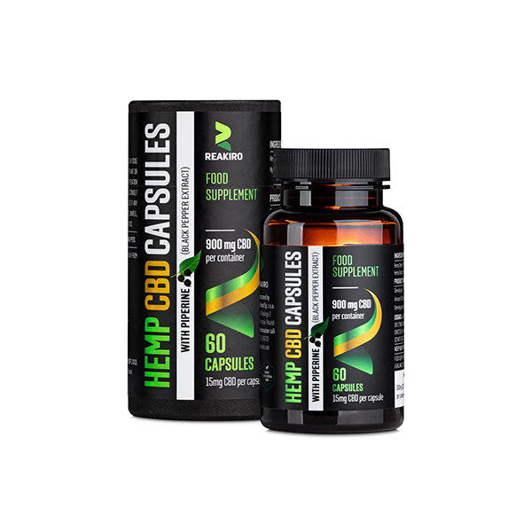 Reakiro 900mg CBD Full Spectrum Vegan Piperine Capsules - 60 Caps (BUY 1 GET 1 FREE) | The CBD Hut