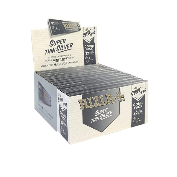 24 Rizla Silver Super Thin King Size Rolling Papers + Tips Combi Pack | The CBD Hut