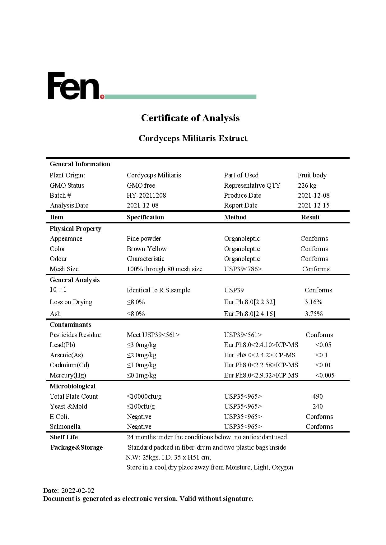 The Shroom Shop Cordyceps Mushroom 45000mg Capsules - 90 Caps - lab report | The CBD Hut
