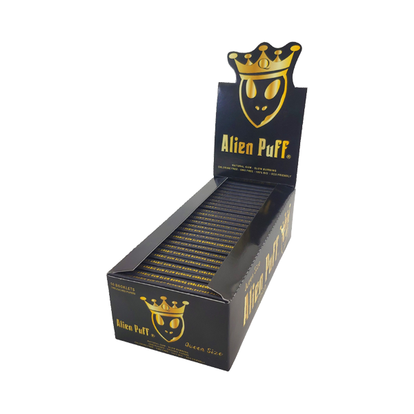 Alien Puff Black & Gold Queen Size Rolling Papers – 50 Packs | The CBD Hut