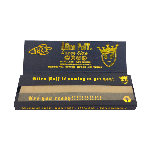 Alien Puff Black & Gold Queen Size Rolling Papers | The CBD Hut