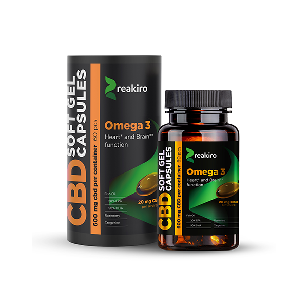 Reakiro 600mg CBD Full Spectrum Omega 3 Capsules - 60 Caps (BUY 1 GET 1 FREE) | The CBD Hut