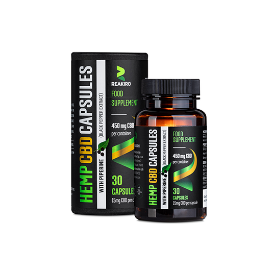 Reakiro 450mg CBD Full Spectrum Vegan Piperine Capsules - 30 Caps (BUY 1 GET 1 FREE) | The CBD Hut