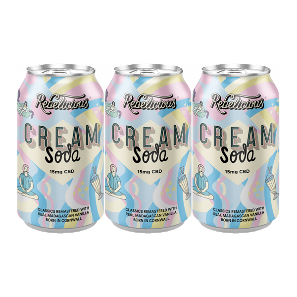 12 x Rebelicious 15mg CBD Cream Soda Sparkling Soft Drink - 330ml | The CBD Hut