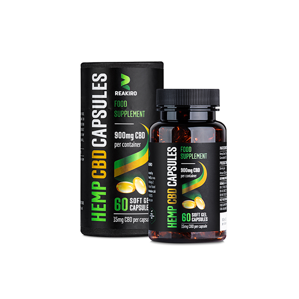 Reakiro 900mg Full Spectrum CBD Soft Gel Capsules - 60 Caps (BUY 1 GET 1 FREE) | The CBD Hut