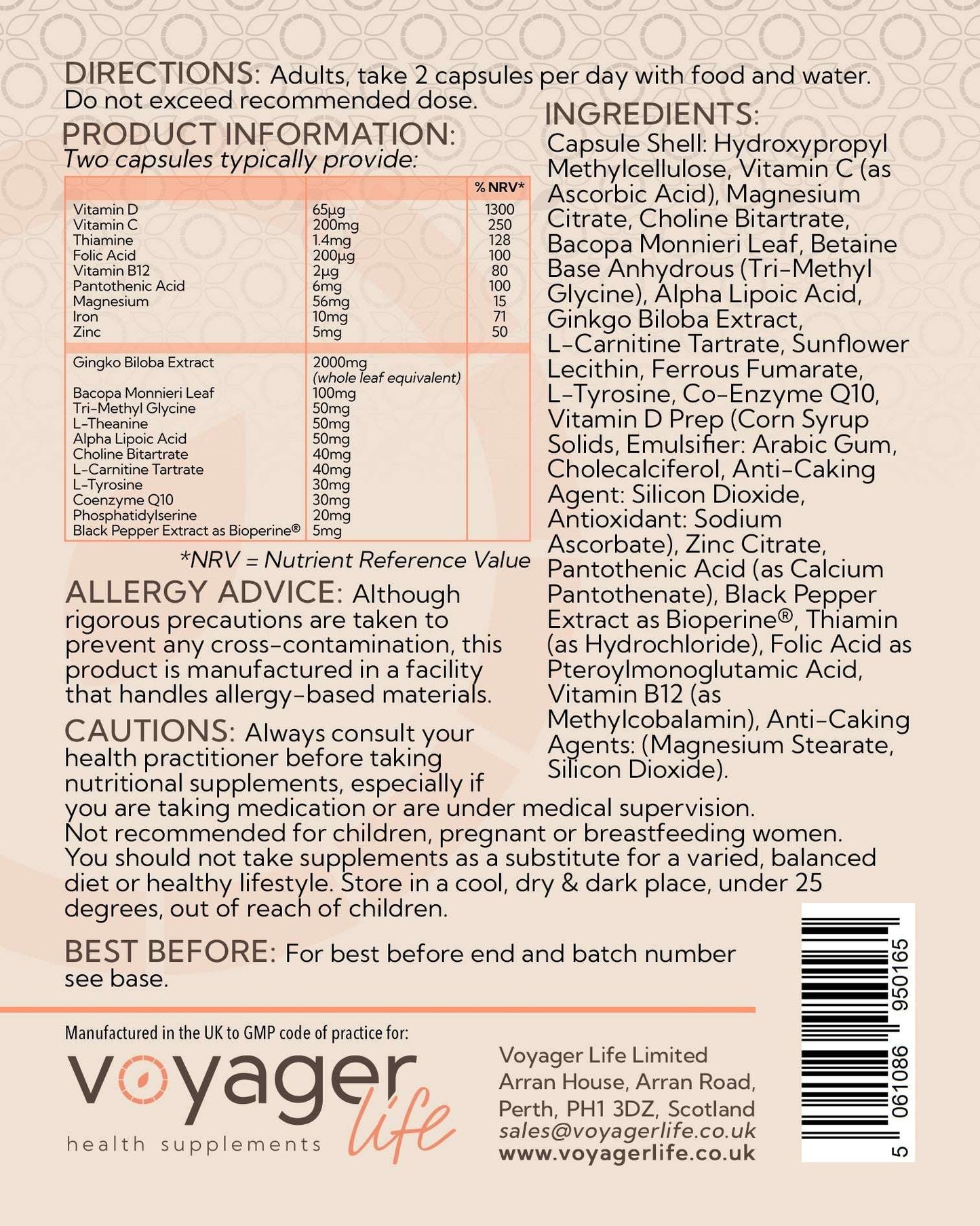 Voyager Mental Focus Capsules 60 Capsules bottle