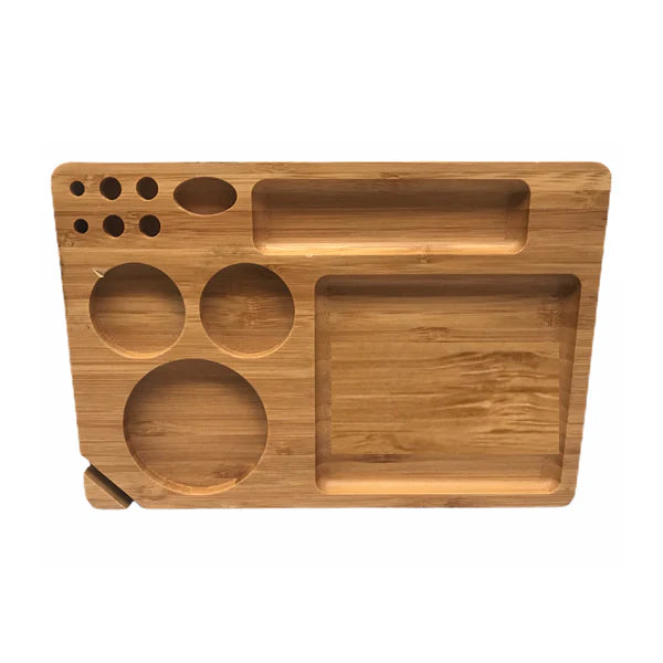 Dry Herb Wooden Medium Rolling Tray with Compartments | The CBD Hut