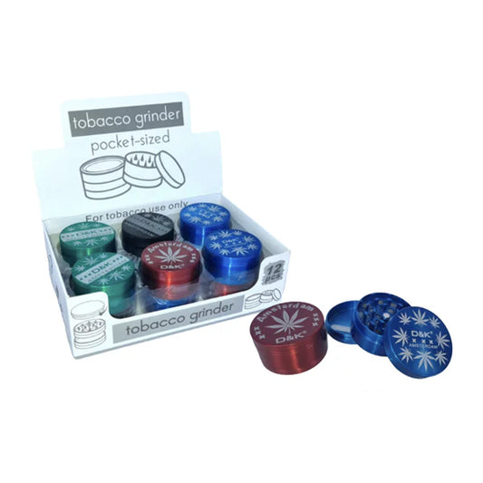 D&K Amsterdam Leaf Metal Tobacco Grinders - Box of 12 | The CBD Hut