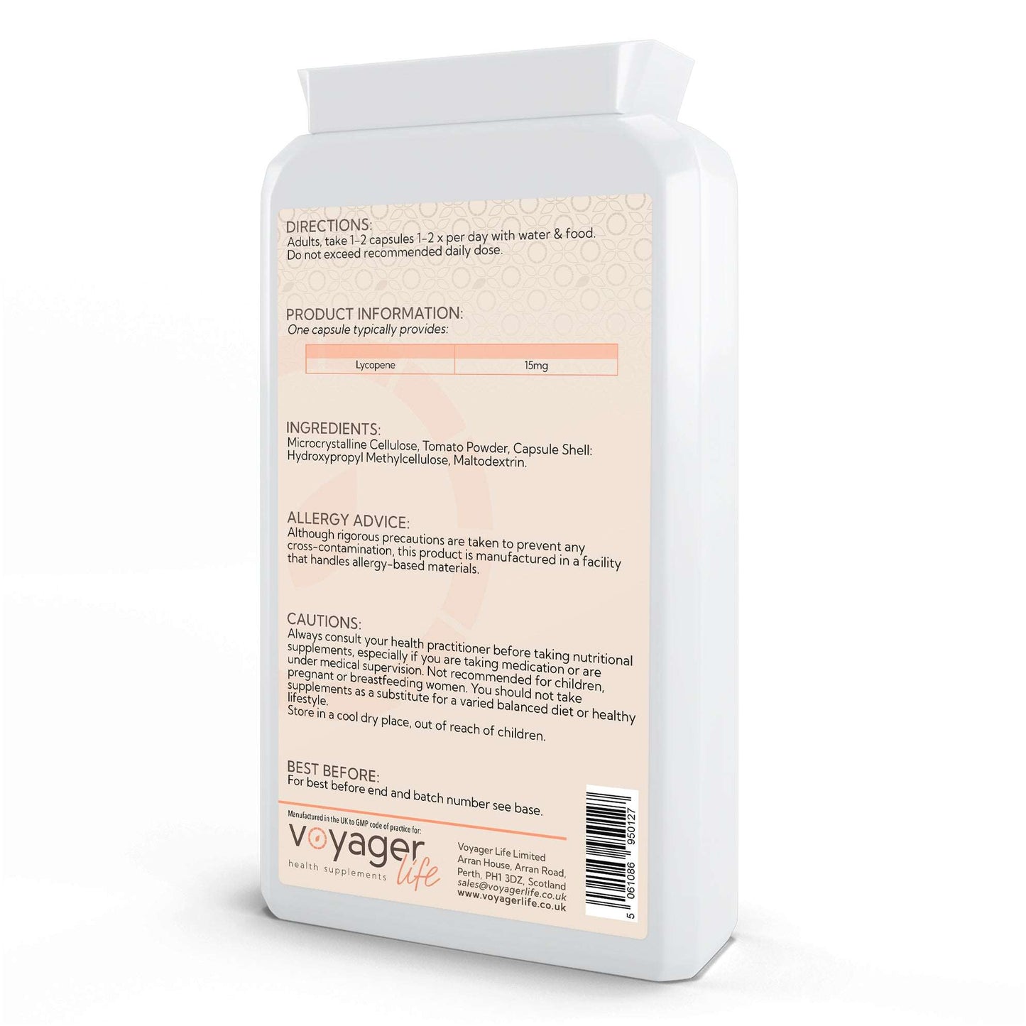 Voyager Lycopene 15mg 120 Capsules product image - The CBD Hut