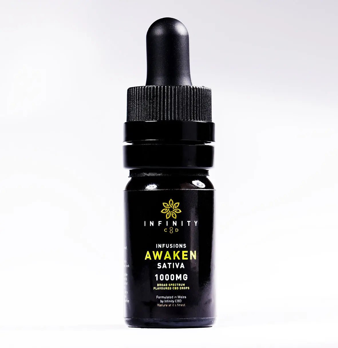 Infinity CBD AWAKEN terpene infused CBD drops packaging