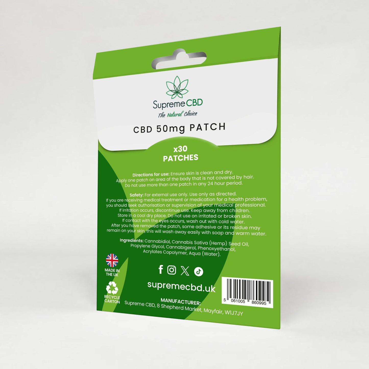 Supreme CBD Patches 50mg 30 Pack