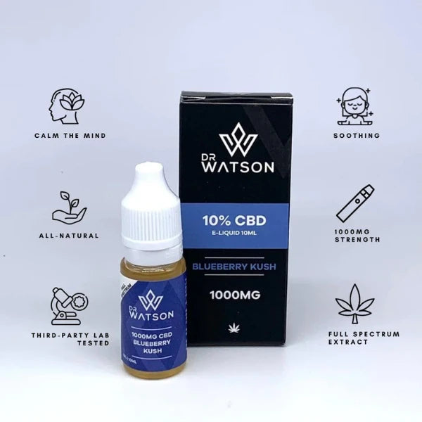 Dr Watson 1000mg CBD E-Liquid - 10ml - Blueberry Kush benefits | The CBD Hut