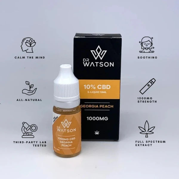 Dr Watson 1000mg CBD E-Liquid - 10ml - Georgia Peach benefits | The CBD Hut