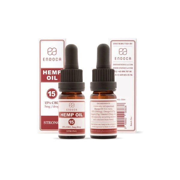 Endoca 1500mg CBD Hemp Oil Drops - 10ml - front & back | The CBD Hut