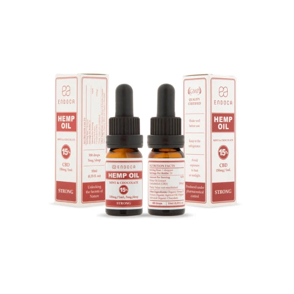 Endoca Mint & Chocolate 1500mg CBD Hemp Oil Drops - front & back | The CBD Hut