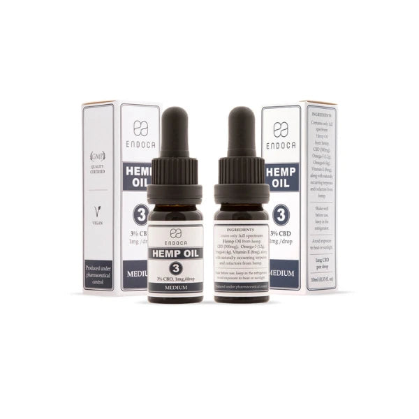 Endoca 300mg CBD Hemp Oil Drops - 10ml - front & back | The CBD Hut