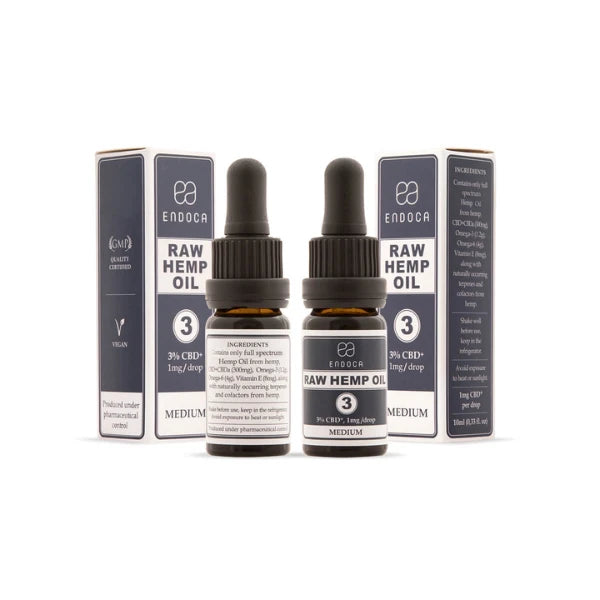 Endoca 300mg CBD+CBDa RAW Hemp Oil Drops - 10ml - front & back | The CBD Hut