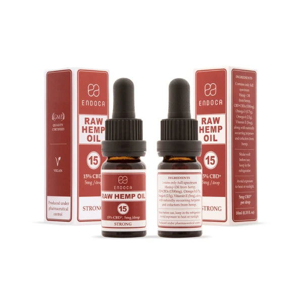 Endoca 1500mg CBD+CBDa RAW Hemp Oil Drops - 10ml- front & back | The CBD Hut