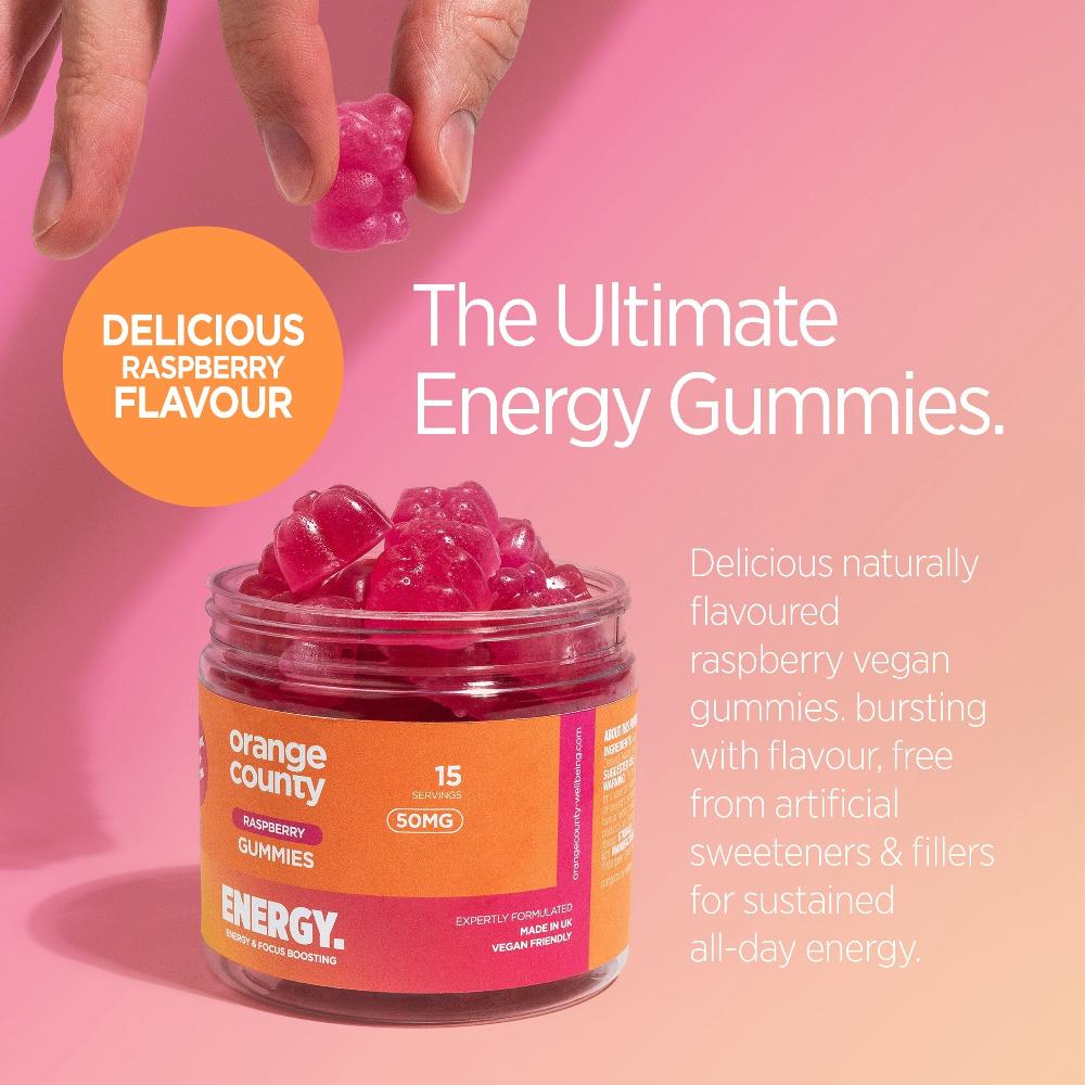 Orange County Energy | Caffeine Raspberry Gummies - Benefits | The CBD Hut