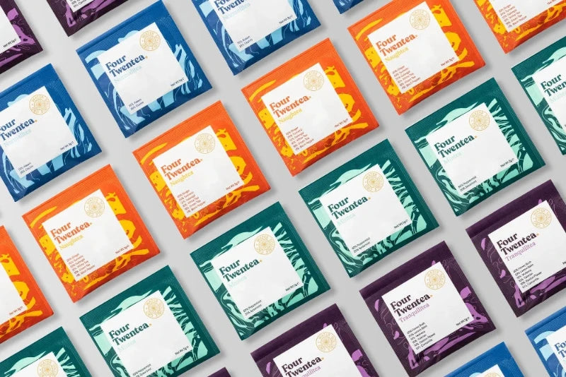 Collection of Four Twentea CBD tea bags. Flavours pictured include: Naughtea, Mintea and Tranquiltea | The CBD Hut