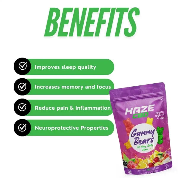 Haze CBD 500mg Gummy Bears benefits | The CBD Hut