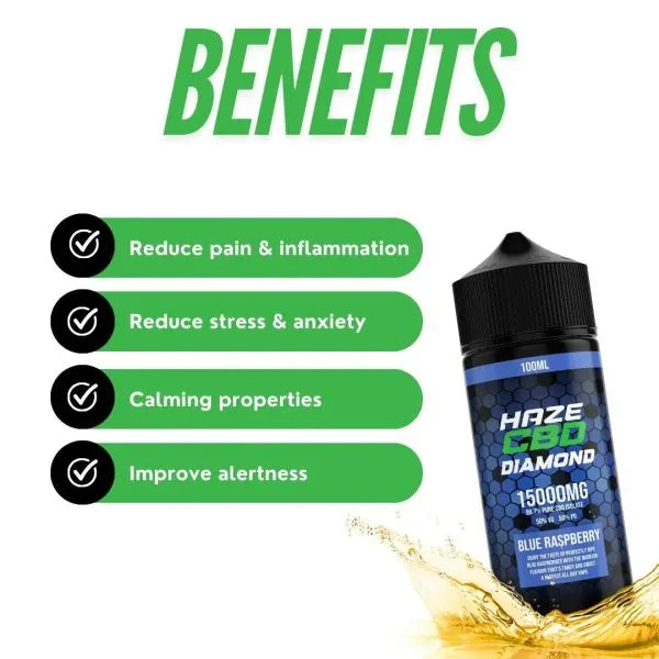 Haze CBD Diamond 15000mg E-Liquid benefits | The CBD Hut