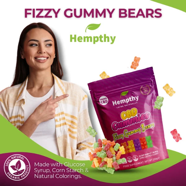 Hempthy 1000mg CBD Fizzy Gummy Bear Gummies ingredients | The CBD Hut