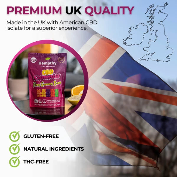 Hempthy 1000mg CBD Fizzy Gummy Bear Gummies are made in the UK | The CBD Hut