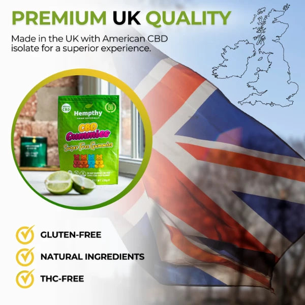 Hempthy 1000mg CBD Sugar-Free Gummies are made in the UK | The CBD Hut