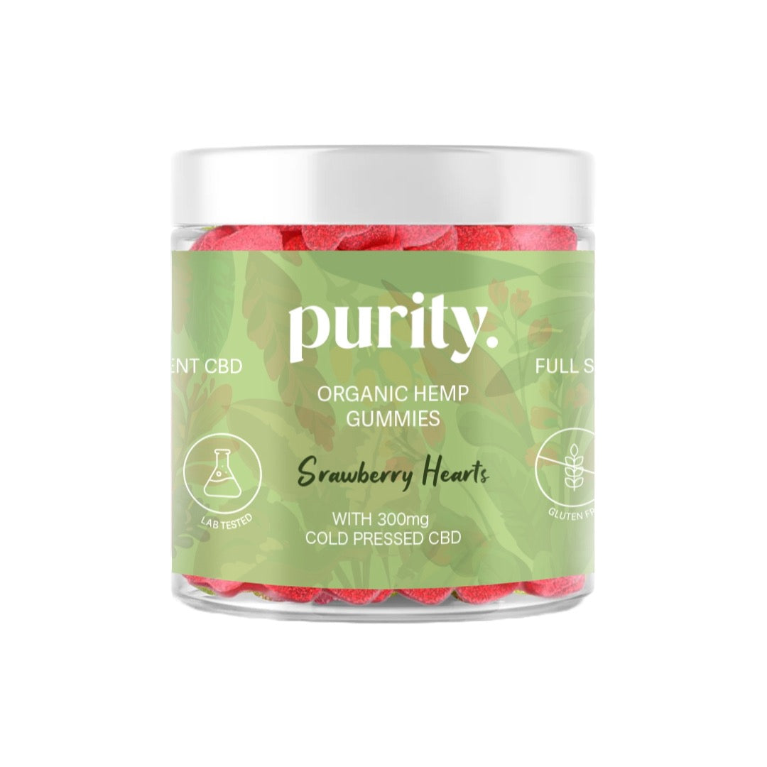 Purity 300mg Full-Spectrum CBD Vegan Gummies - Strawberry Hearts | The CBD Hut