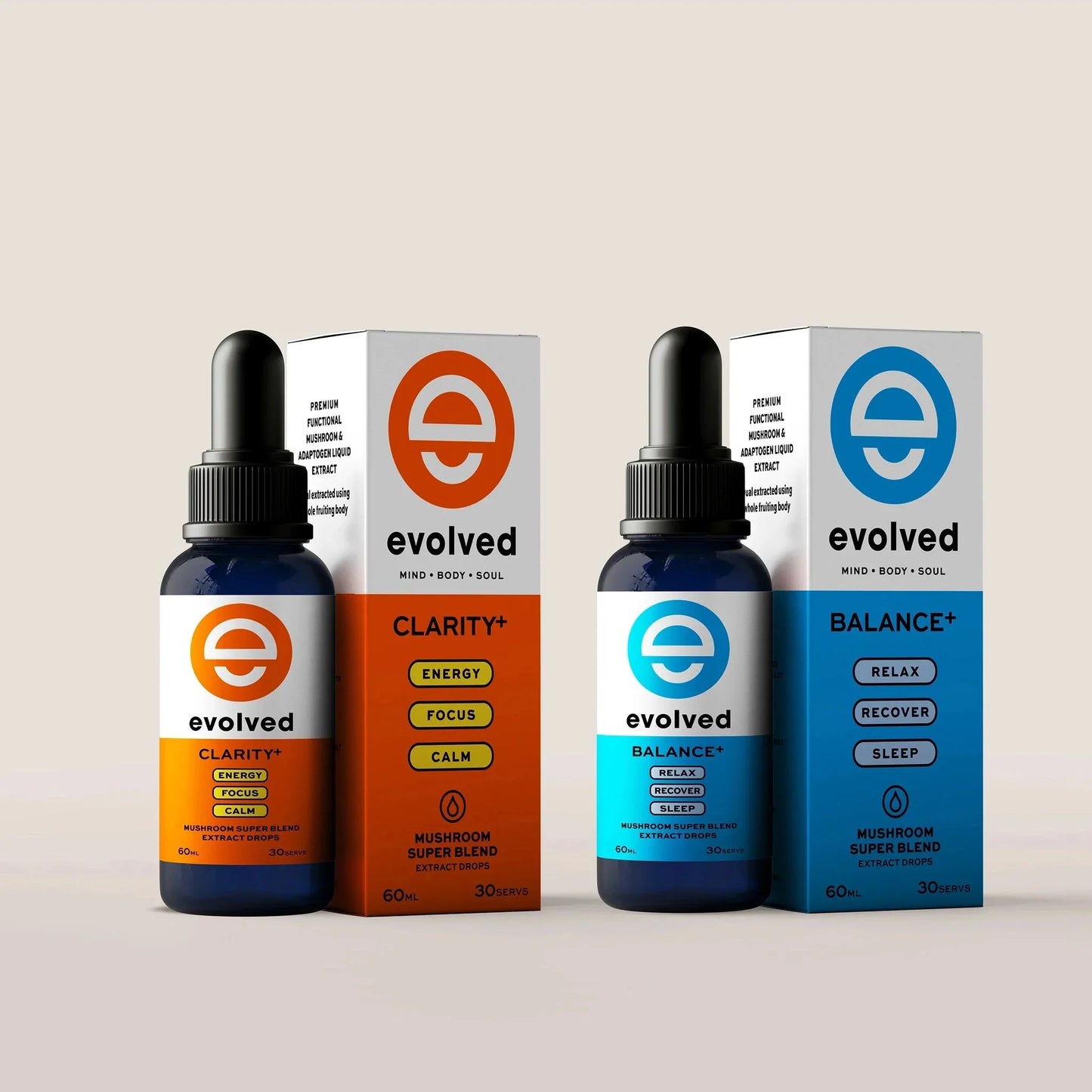 Evolved Mushroom Clarity+ with Balance+ Extract Drops | Bundle