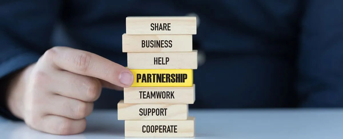 Partnership blocks - share, business, help, partnership, teamwork, support & cooperate