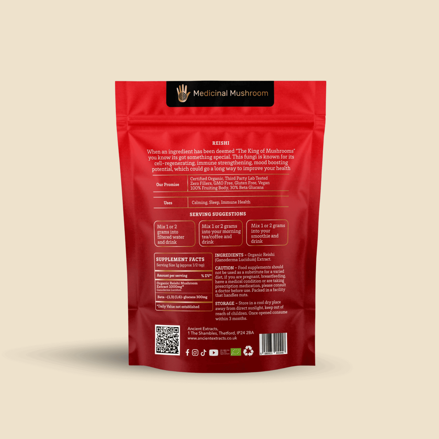 Ancient Extracts Reishi Mushroom Extract Powder