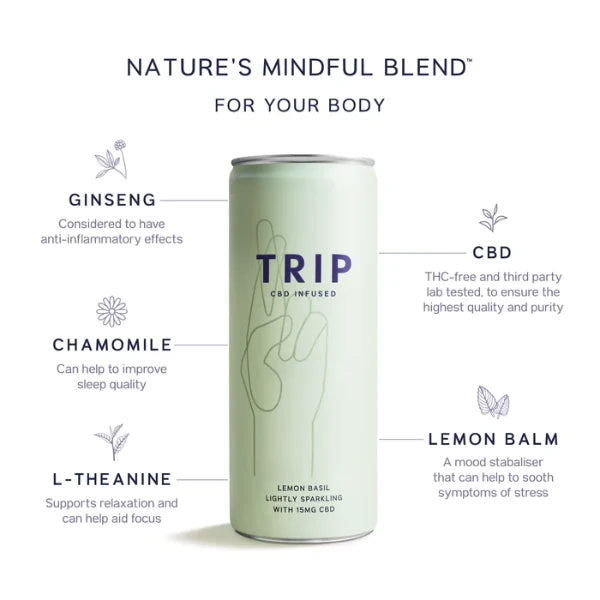 TRIP CBD-infused product with ingredients listed on a white background | The CBD Hut