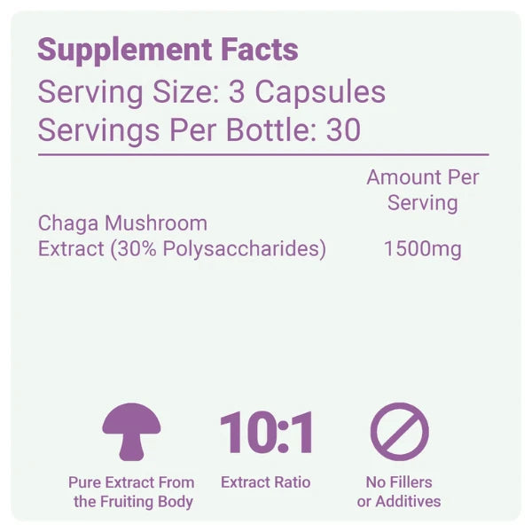 The Shroom Shop Chaga Mushroom 45000mg Capsules nutritional information | The CBD Hut